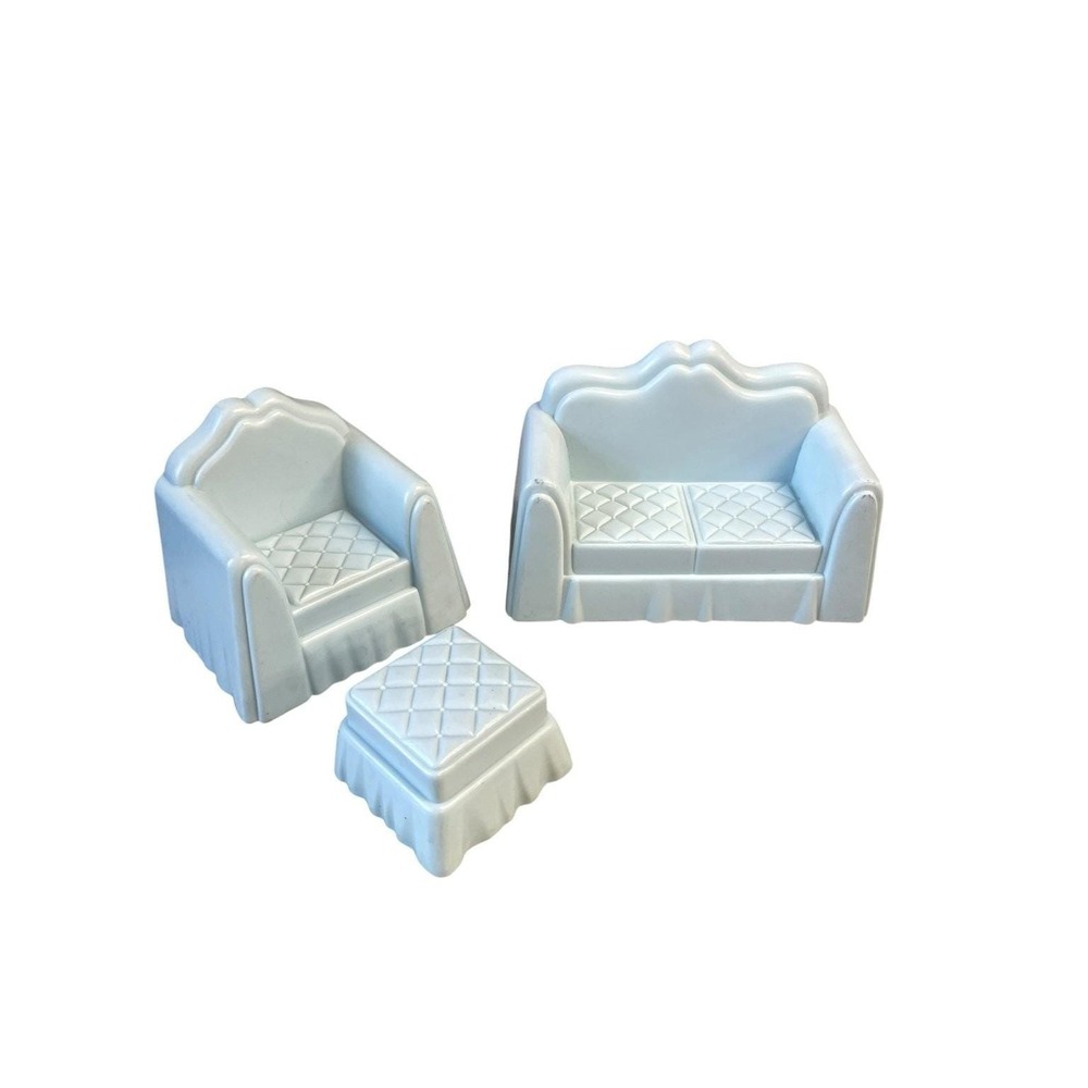 Fisher-Price Dollhouse Furniture Sofa Armchair Ottoman Set of 3
